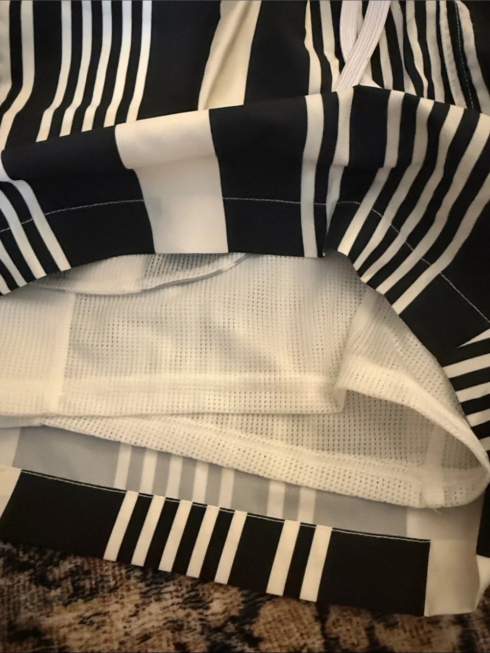 DUVIN Black & White Striped Men’s Swim Shorts